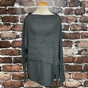 We The Free Sweater Women's Small Charcoal Grey Long Sleeve Tunic Boat Neck